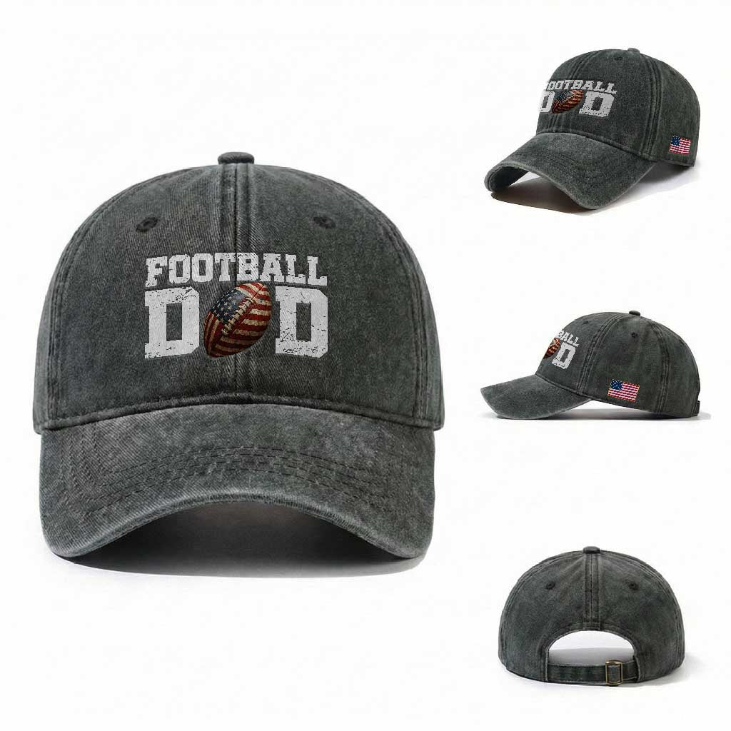 Football Dad Washed Cotton Baseball Cap Sports Fan Gift For Men