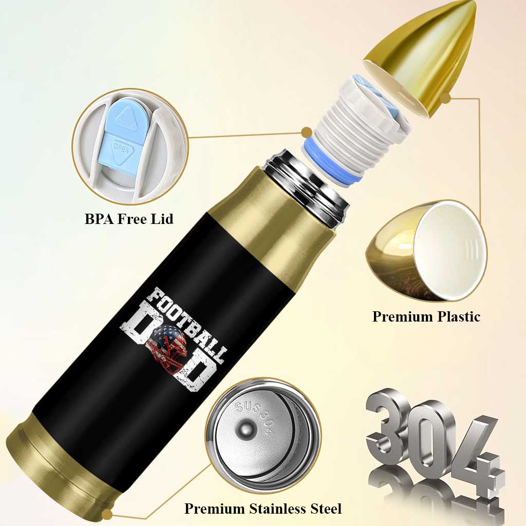 Proud Football Dad Bullet Tumbler Funny Sports Fan Gift - Wonder Print Shop