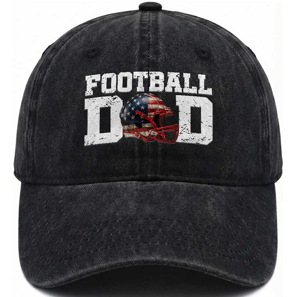Proud Football Dad Washed Cotton Baseball Cap Funny Sports Fan Gift