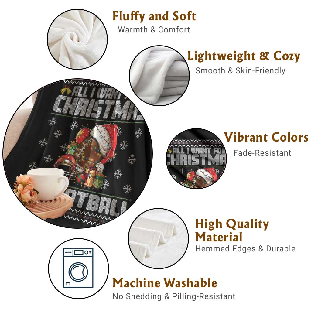 All I Want For Christmas Is Football Throw Blanket Funny Sport Ugly Christmas - Wonder Print Shop
