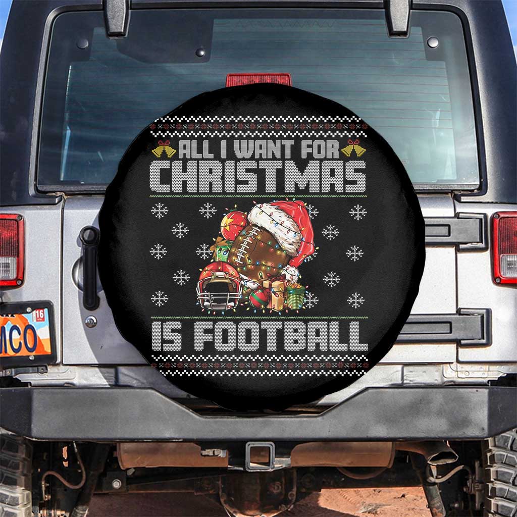 All I Want For Christmas Is Football Spare Tire Cover Funny Sport Ugly Christmas - Wonder Print Shop