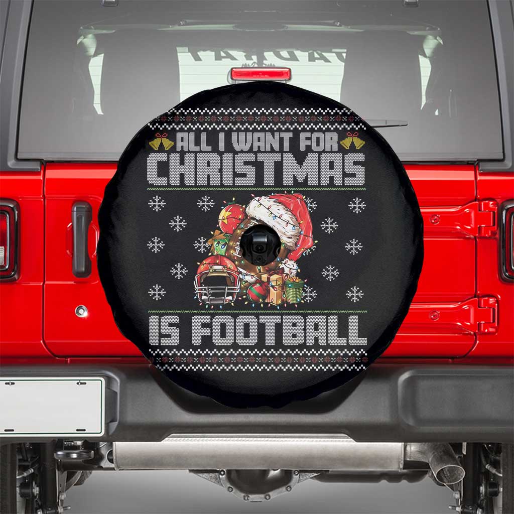 All I Want For Christmas Is Football Spare Tire Cover Funny Sport Ugly Christmas - Wonder Print Shop