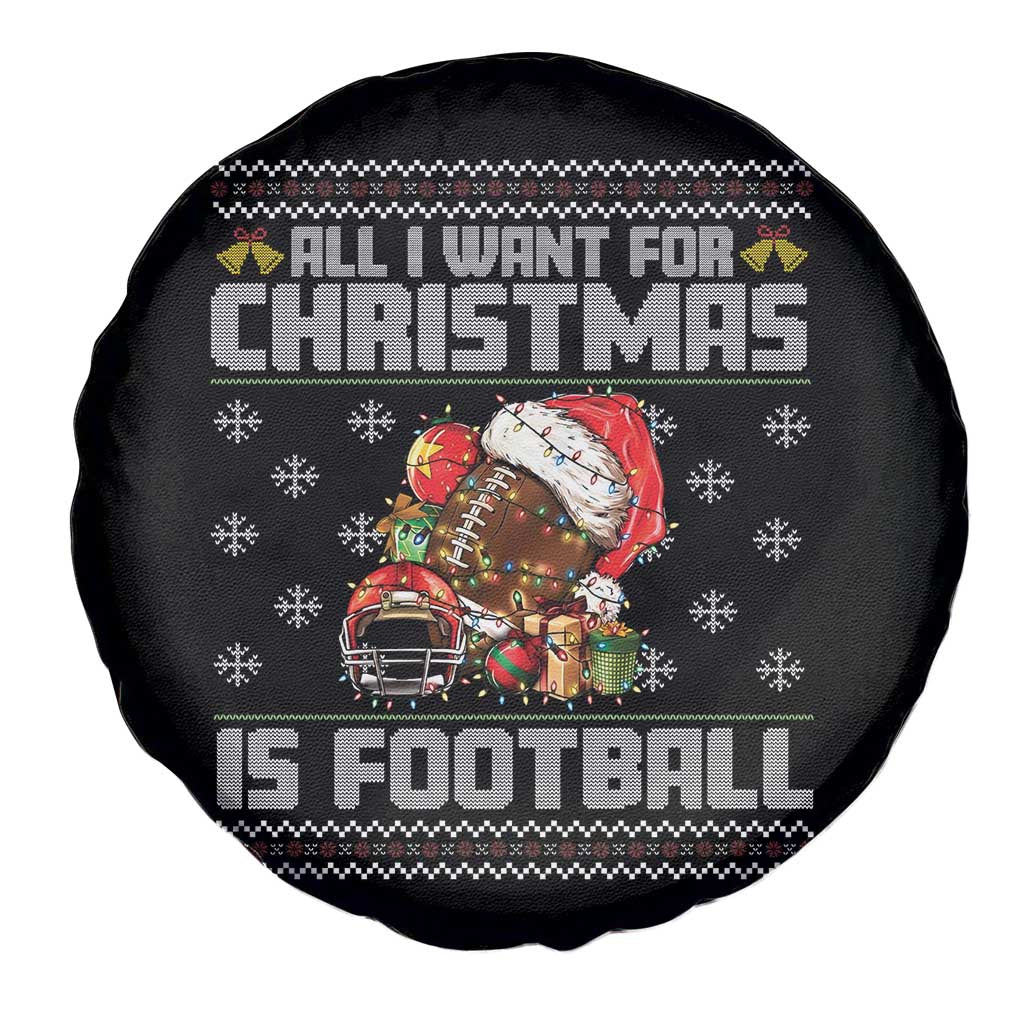 All I Want For Christmas Is Football Spare Tire Cover Funny Sport Ugly Christmas - Wonder Print Shop