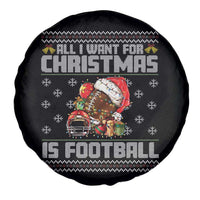All I Want For Christmas Is Football Spare Tire Cover Funny Sport Ugly Christmas - Wonder Print Shop
