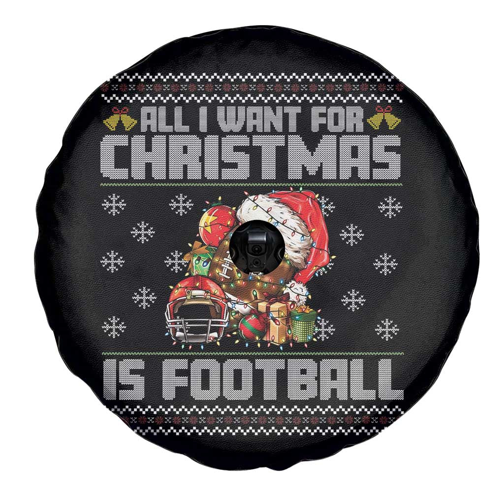All I Want For Christmas Is Football Spare Tire Cover Funny Sport Ugly Christmas - Wonder Print Shop