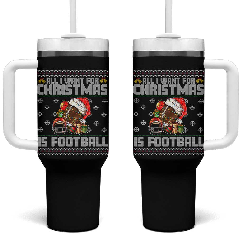 All I Want For Christmas Is Football Tumbler With Handle Funny Sport Ugly Christmas - Wonder Print Shop