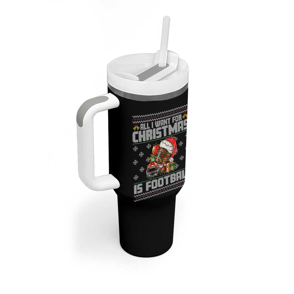 All I Want For Christmas Is Football Tumbler With Handle Funny Sport Ugly Christmas - Wonder Print Shop