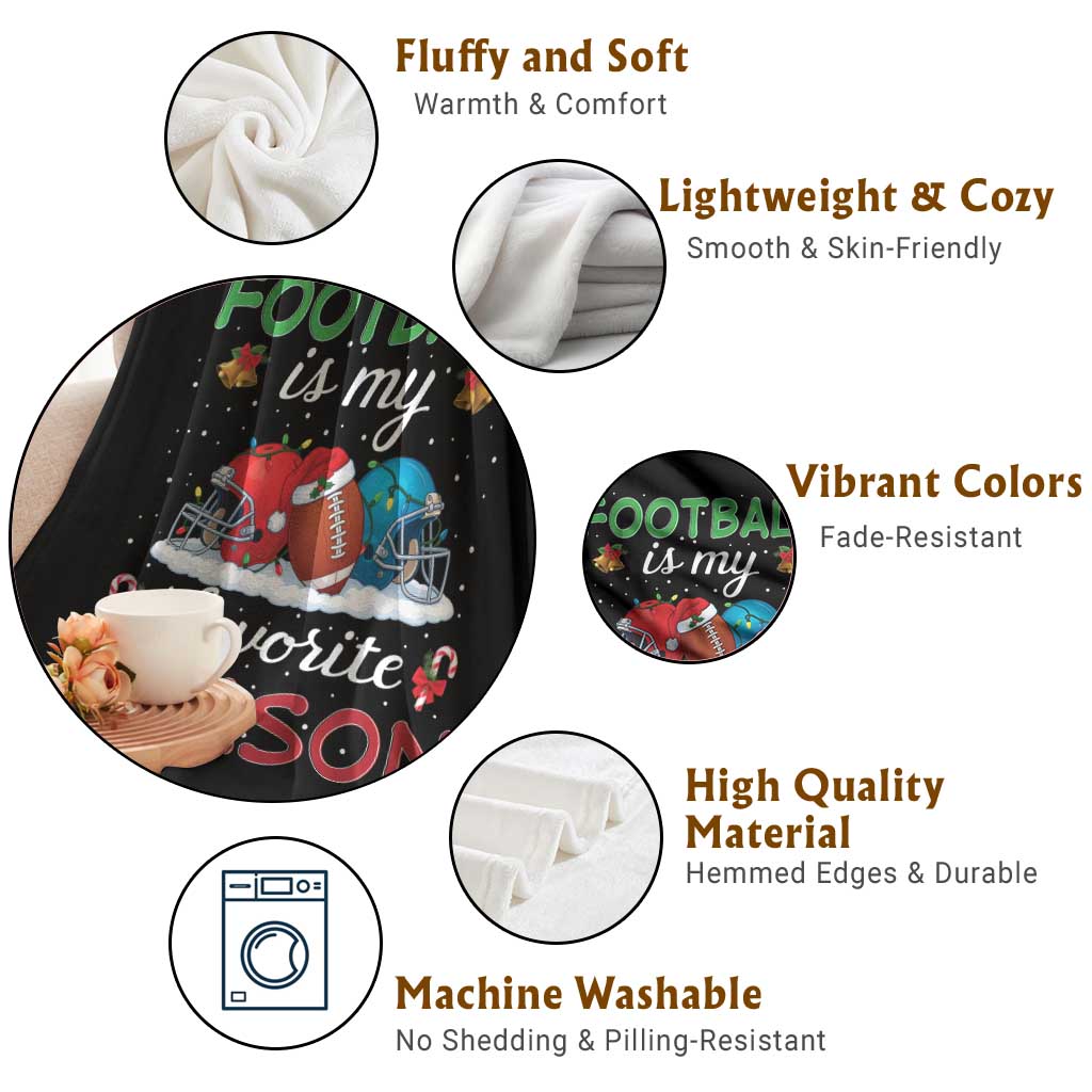 Football Is My Favorite Season Throw Blanket Christmas Holiday Sports Gift - Wonder Print Shop