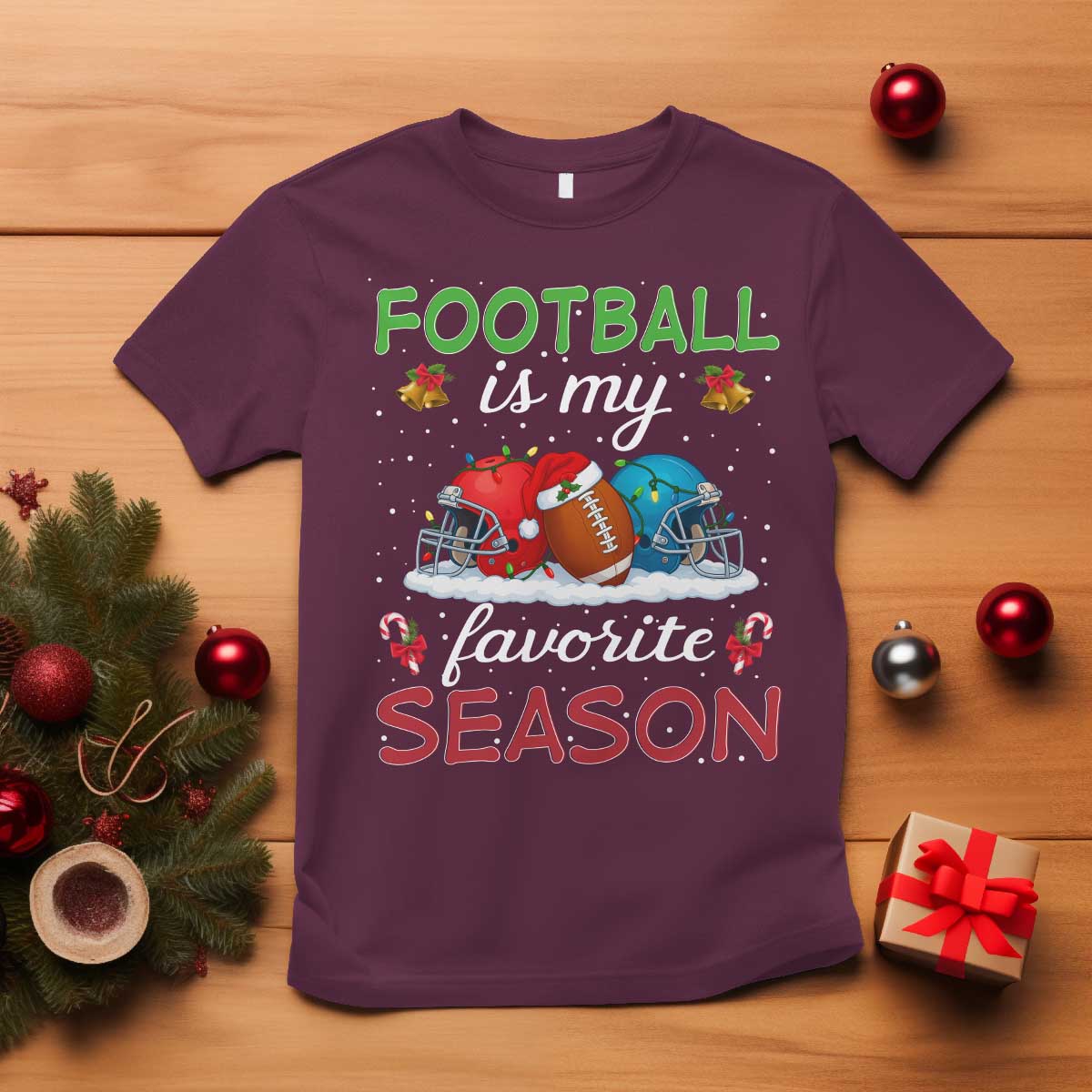 Football Is My Favorite Season T Shirt Christmas Holiday Sports Gift - Wonder Print Shop