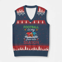 Football Is My Favorite Season V-Neck Knit Sweater Vest Xmas Holiday Sports Gift - Wonder Print Shop