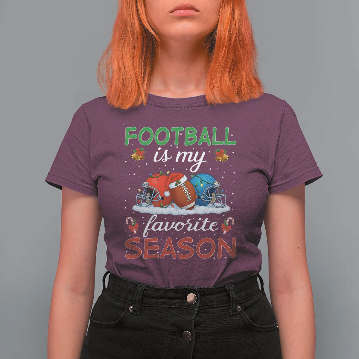Football Is My Favorite Season T Shirt For Women Christmas Holiday Sports Gift - Wonder Print Shop