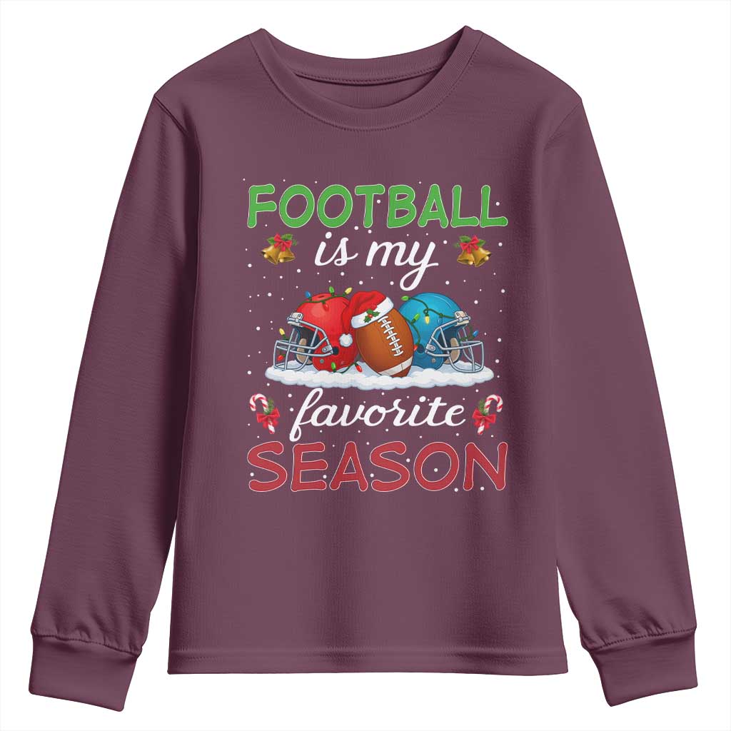 Football Is My Favorite Season Youth Sweatshirt Christmas Holiday Sports Gift - Wonder Print Shop