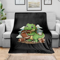 Cute Dinosaur Playing Football Throw Blanket Funny Kids Gift - Wonder Print Shop