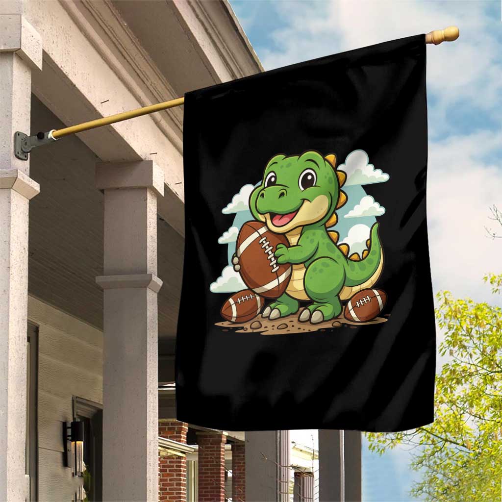 Cute Dinosaur Playing Football Garden Flag Funny Kids Gift - Wonder Print Shop