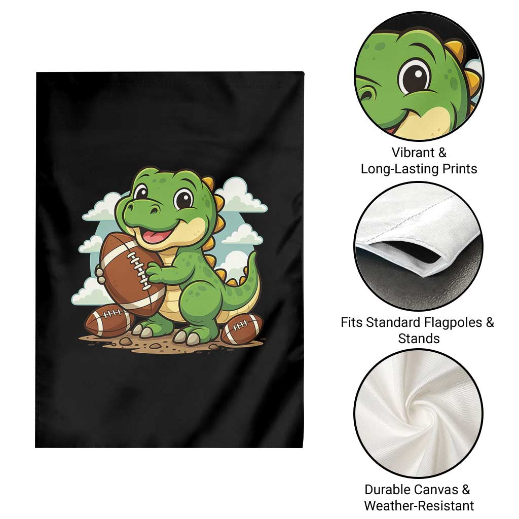 Cute Dinosaur Playing Football Garden Flag Funny Kids Gift - Wonder Print Shop