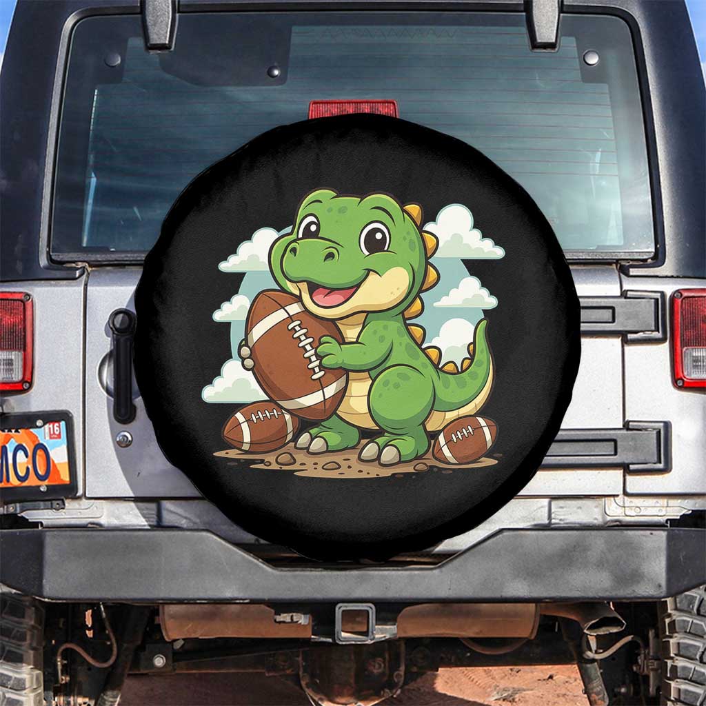 Cute Dinosaur Playing Football Spare Tire Cover Funny Kids Gift - Wonder Print Shop