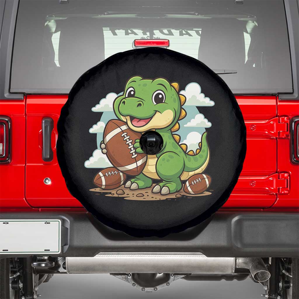 Cute Dinosaur Playing Football Spare Tire Cover Funny Kids Gift - Wonder Print Shop