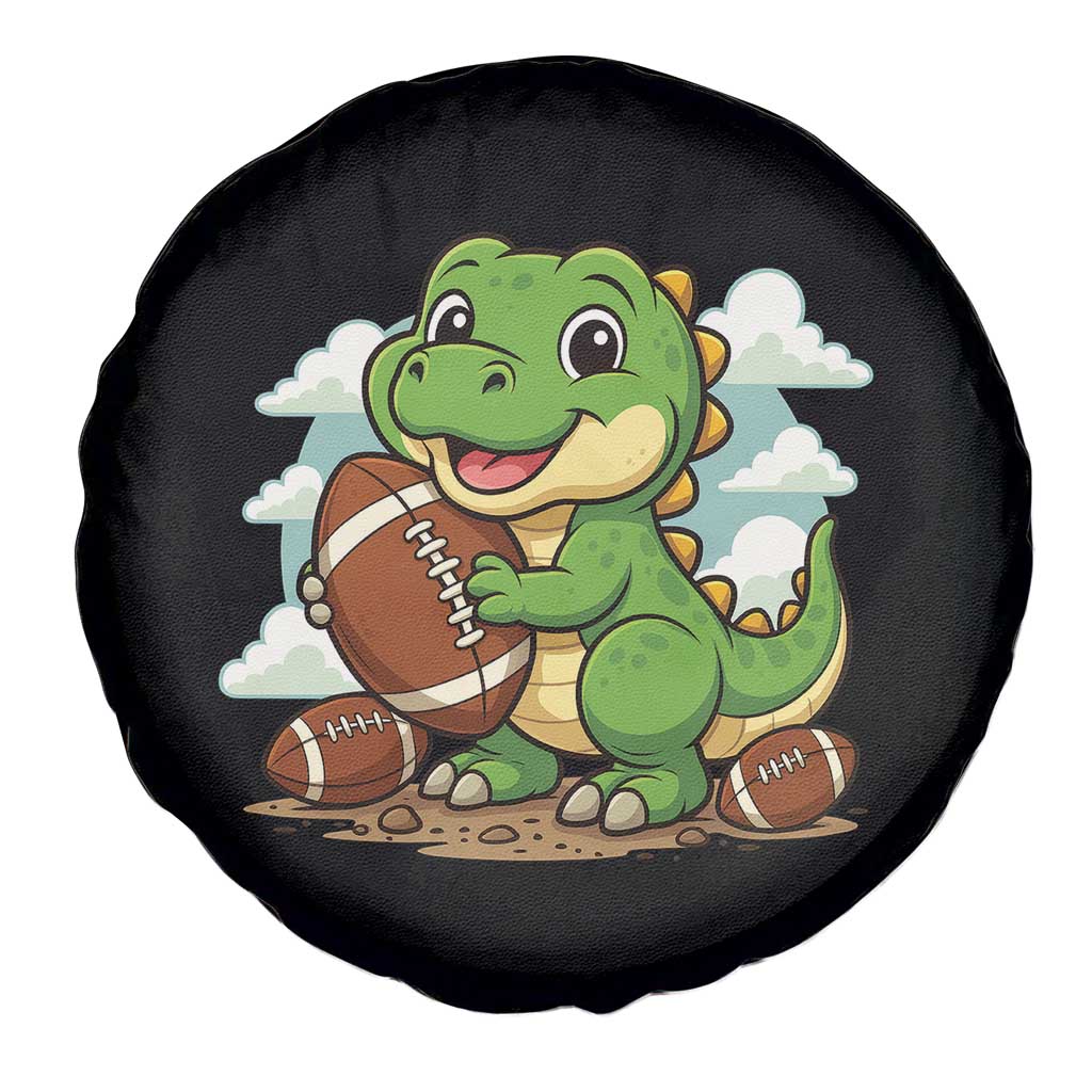 Cute Dinosaur Playing Football Spare Tire Cover Funny Kids Gift - Wonder Print Shop