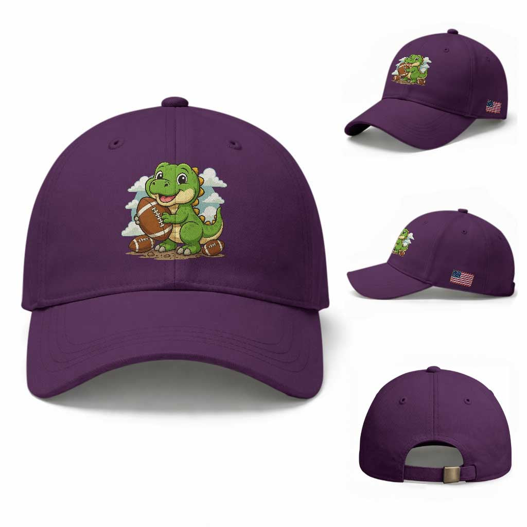 Cute Dinosaur Playing Football Baseball Cap Funny Kids Gift