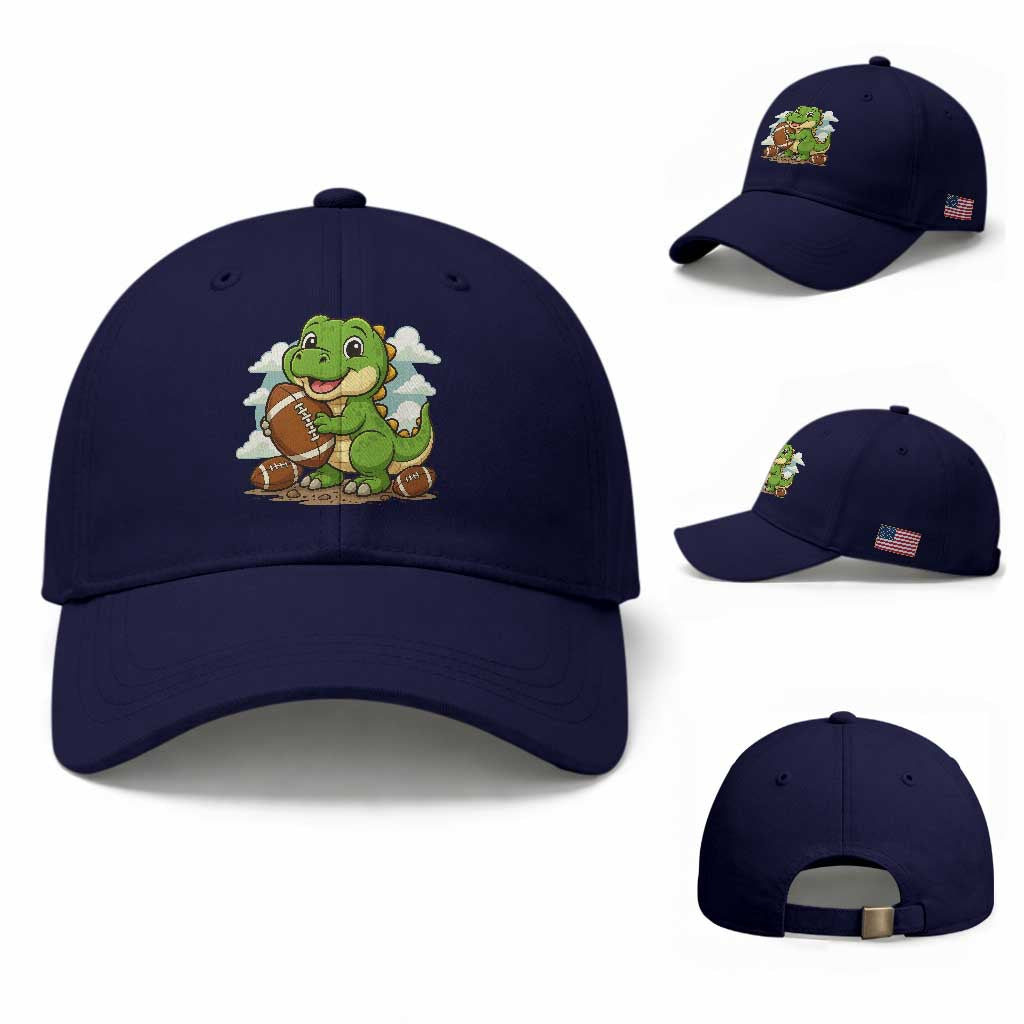 Cute Dinosaur Playing Football Baseball Cap Funny Kids Gift