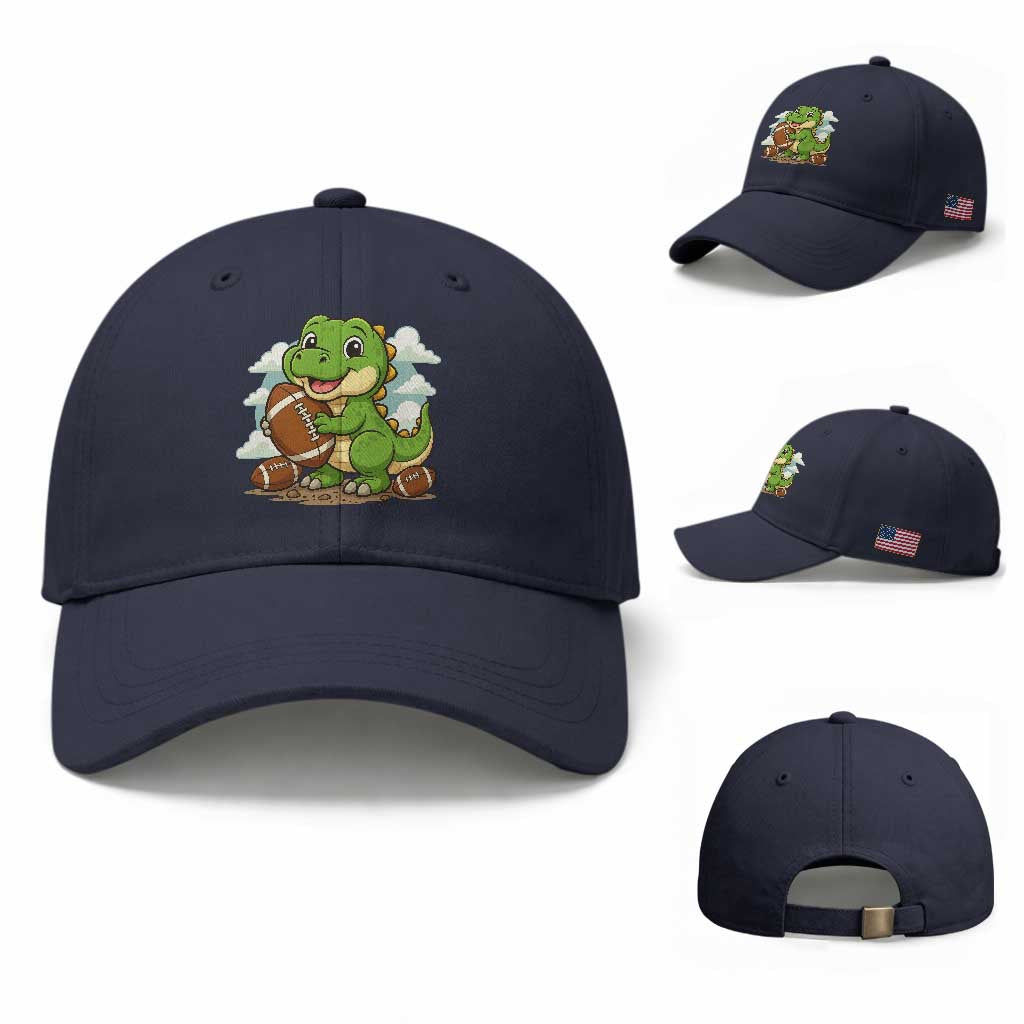 Cute Dinosaur Playing Football Baseball Cap Funny Kids Gift