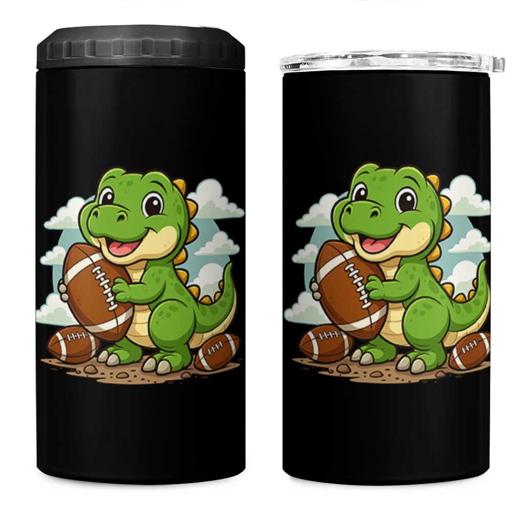 Cute Dinosaur Playing Football 4 in 1 Can Cooler Tumbler Funny Kids Gift - Wonder Print Shop