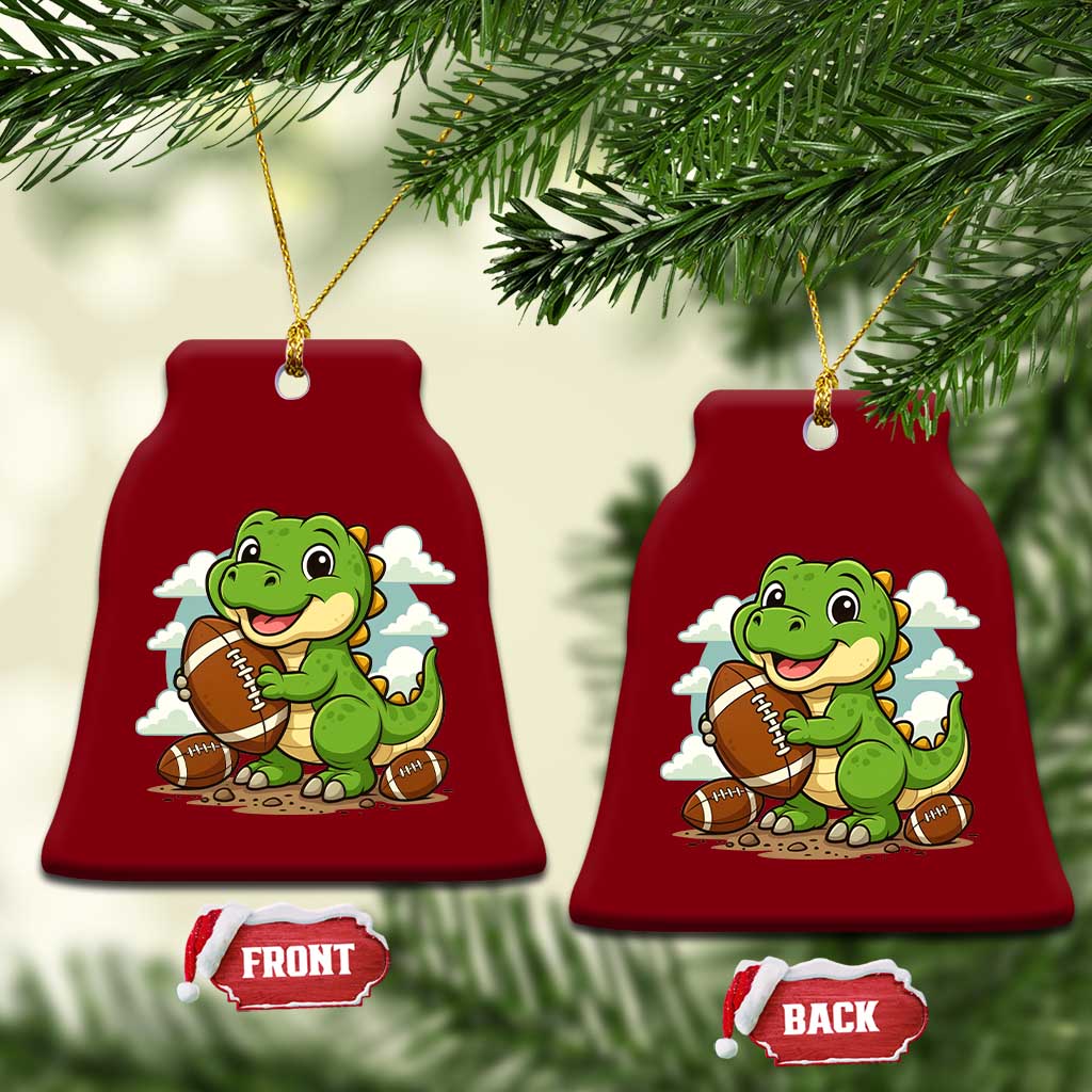 Cute Dinosaur Playing Football Ceramic Ornament Funny Kids Gift - Wonder Print Shop