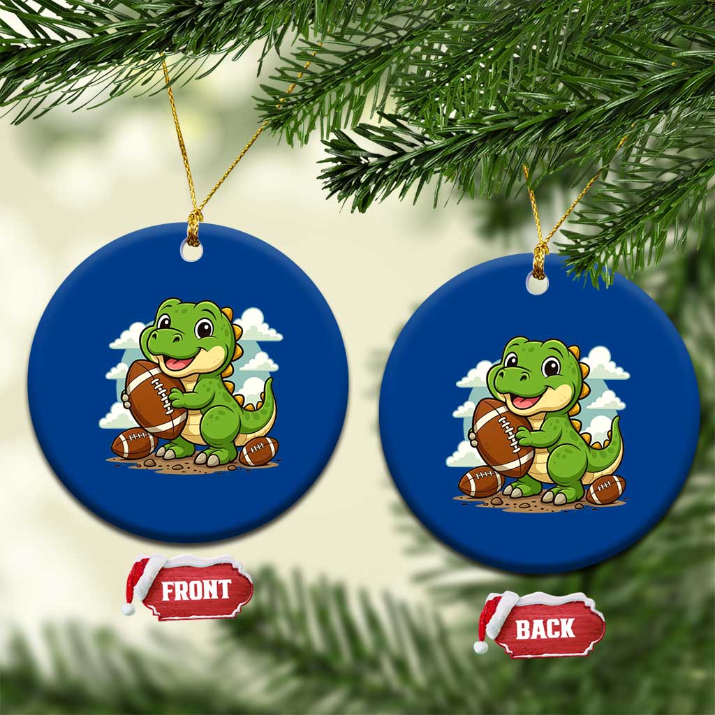 Cute Dinosaur Playing Football Ceramic Ornament Funny Kids Gift - Wonder Print Shop