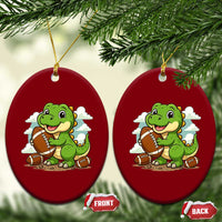 Cute Dinosaur Playing Football Ceramic Ornament Funny Kids Gift - Wonder Print Shop