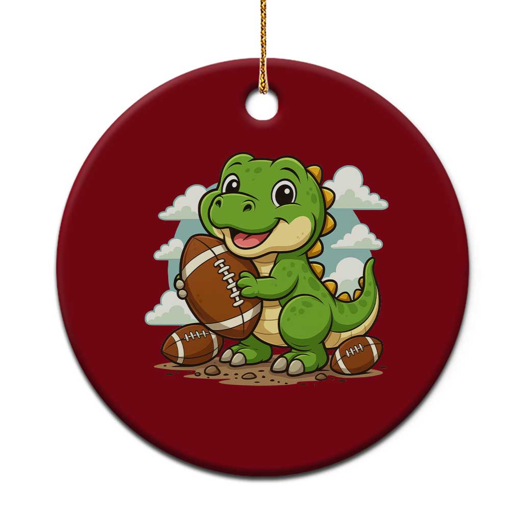 Cute Dinosaur Playing Football Ceramic Ornament Funny Kids Gift - Wonder Print Shop