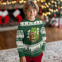 Cute Dinosaur Playing Football Ugly Christmas Sweater Funny Kids Gift - Wonder Print Shop