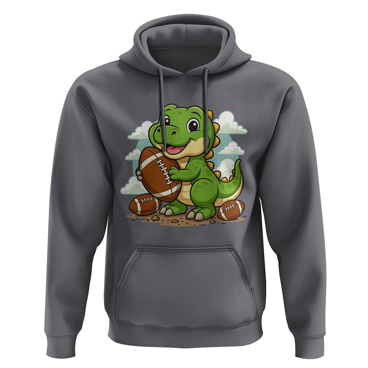 Cute Dinosaur Playing Football Hoodie Funny Kids Gift - Wonder Print Shop