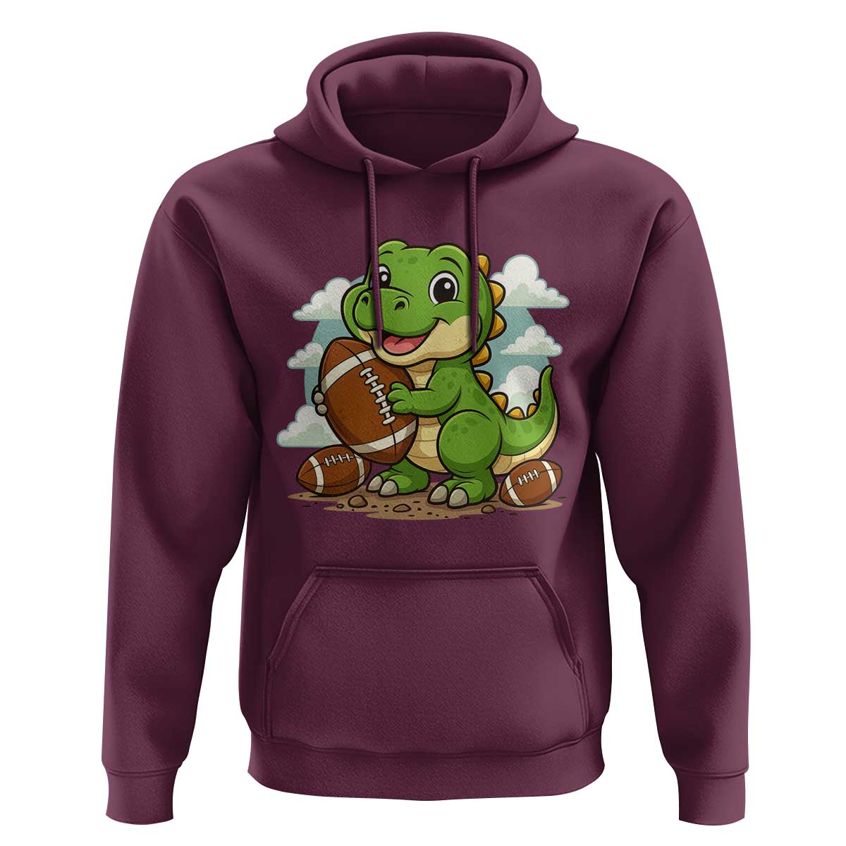 Cute Dinosaur Playing Football Hoodie Funny Kids Gift - Wonder Print Shop