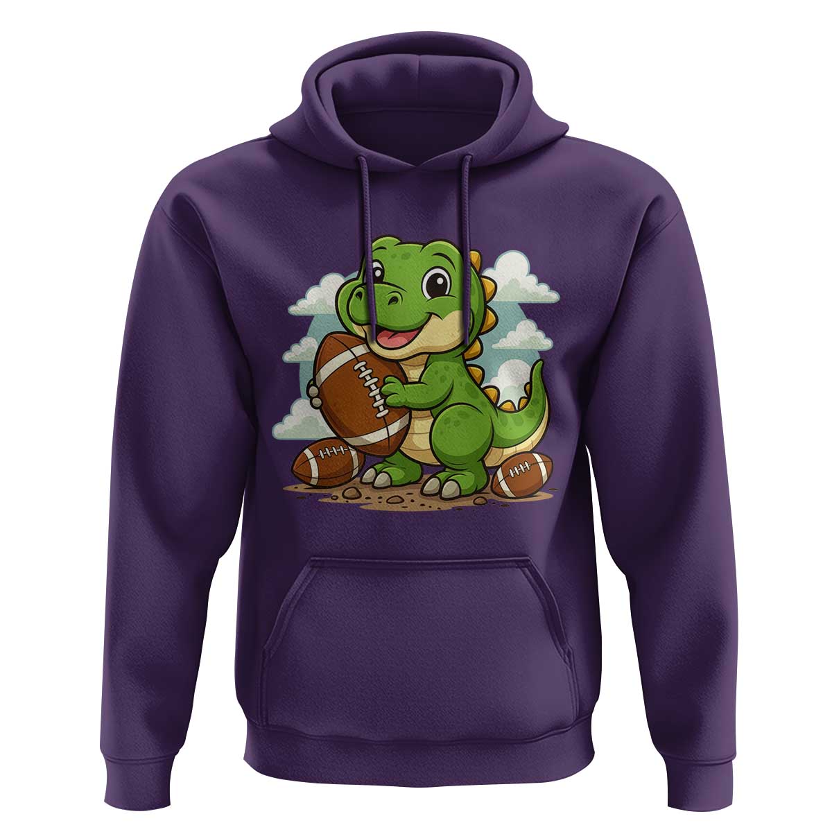 Cute Dinosaur Playing Football Hoodie Funny Kids Gift - Wonder Print Shop