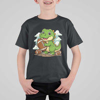 Cute Dinosaur Playing Football T Shirt For Kid Funny Kids Gift - Wonder Print Shop