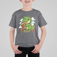 Cute Dinosaur Playing Football T Shirt For Kid Funny Kids Gift - Wonder Print Shop
