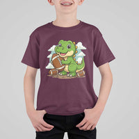 Cute Dinosaur Playing Football T Shirt For Kid Funny Kids Gift - Wonder Print Shop