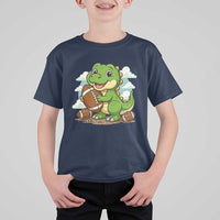Cute Dinosaur Playing Football T Shirt For Kid Funny Kids Gift - Wonder Print Shop