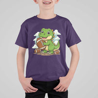 Cute Dinosaur Playing Football T Shirt For Kid Funny Kids Gift - Wonder Print Shop