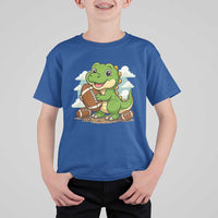Cute Dinosaur Playing Football T Shirt For Kid Funny Kids Gift - Wonder Print Shop