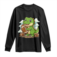 Cute Dinosaur Playing Football Long Sleeve Shirt Funny Kids Gift - Wonder Print Shop