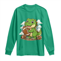 Cute Dinosaur Playing Football Long Sleeve Shirt Funny Kids Gift - Wonder Print Shop