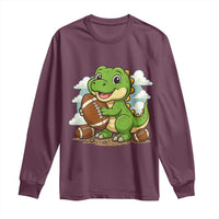 Cute Dinosaur Playing Football Long Sleeve Shirt Funny Kids Gift - Wonder Print Shop