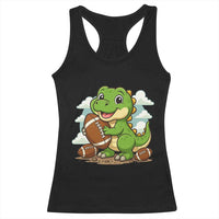 Cute Dinosaur Playing Football Racerback Tank Top Funny Kids Gift - Wonder Print Shop