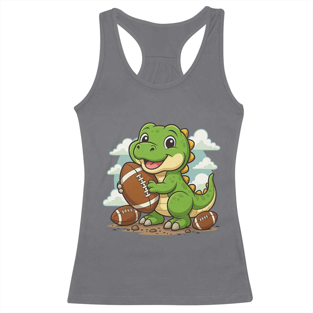 Cute Dinosaur Playing Football Racerback Tank Top Funny Kids Gift - Wonder Print Shop