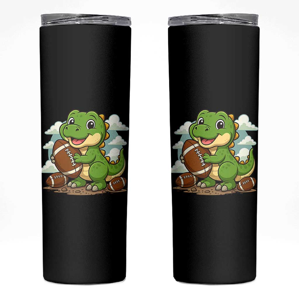 Cute Dinosaur Playing Football Skinny Tumbler Funny Kids Gift - Wonder Print Shop