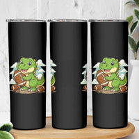 Cute Dinosaur Playing Football Skinny Tumbler Funny Kids Gift - Wonder Print Shop