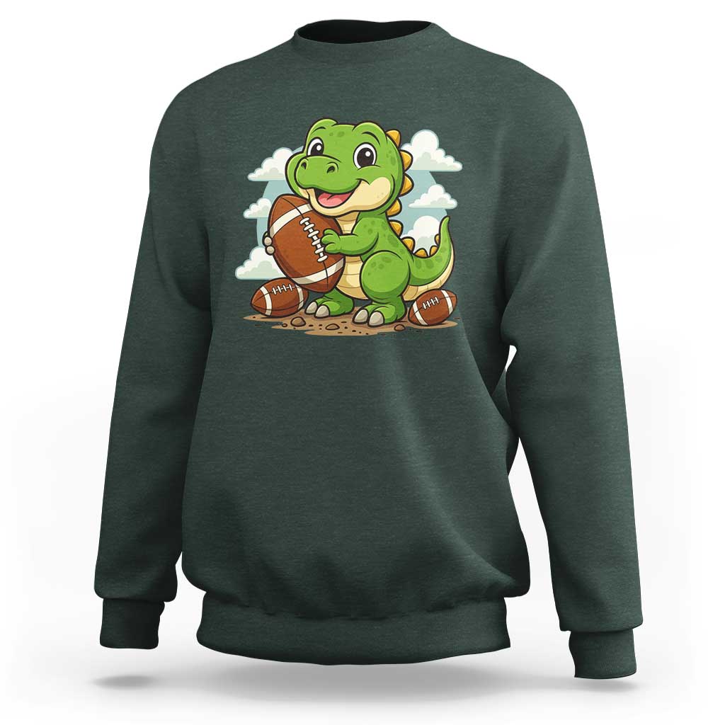 Cute Dinosaur Playing Football Sweatshirt Funny Kids Gift - Wonder Print Shop