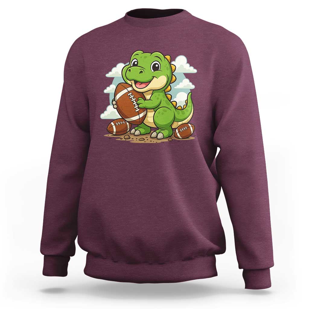 Cute Dinosaur Playing Football Sweatshirt Funny Kids Gift - Wonder Print Shop