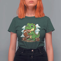 Cute Dinosaur Playing Football T Shirt For Women Funny Kids Gift - Wonder Print Shop
